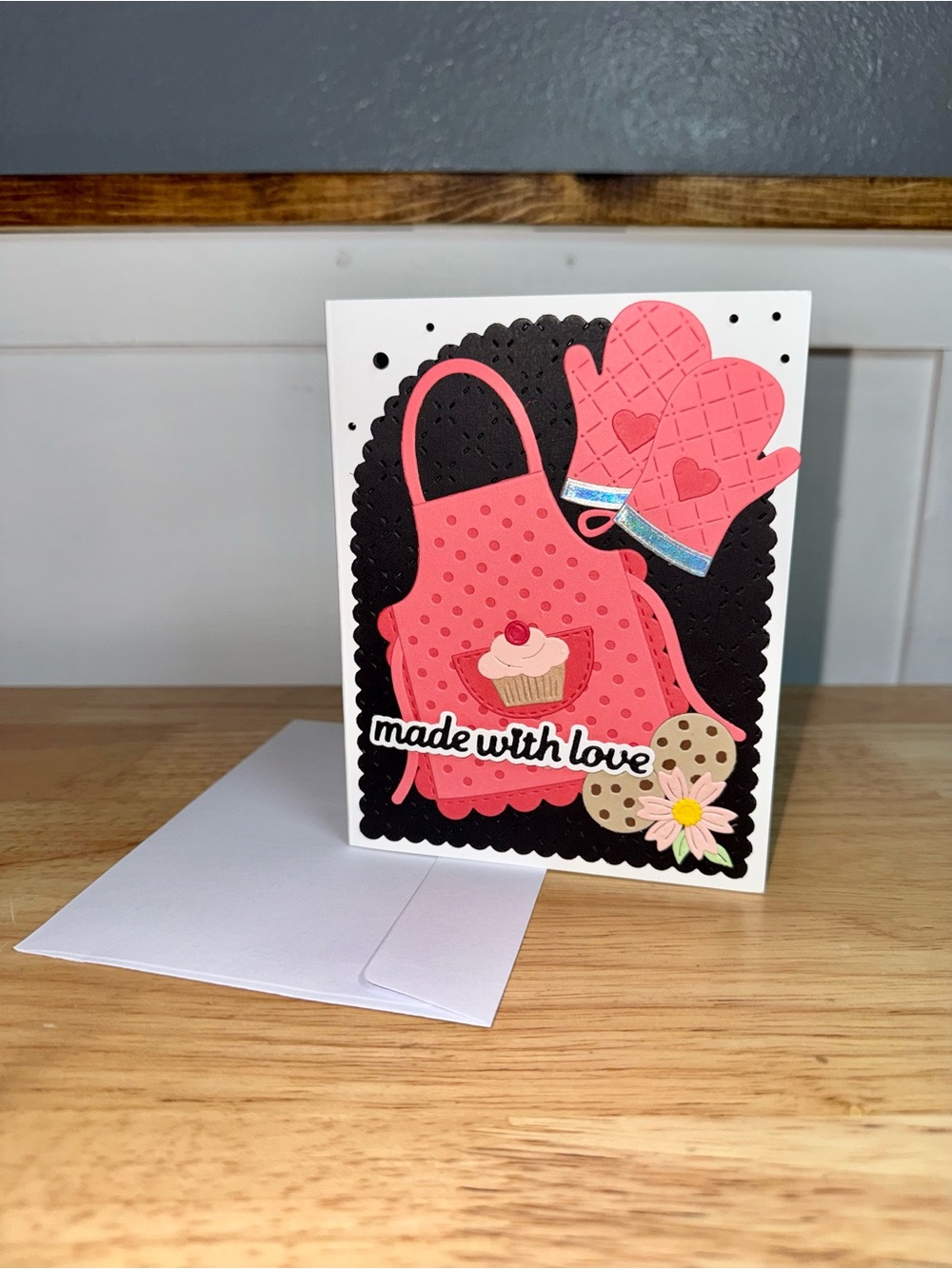 Baking Bakers Card Cupcake Cookies Pink Made with Love – Handmade Greeting Card